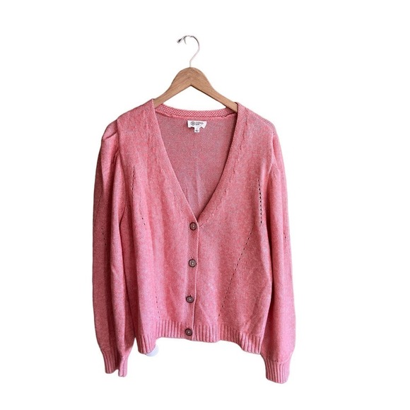 Candace Camerin Bure melon wool blend sweater cardigan L - Picture 1 of 8